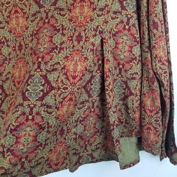 Plum and Thread. Size 1. Cute geometric print top. Reds, Orange, and Tans. - Picture 13 of 14